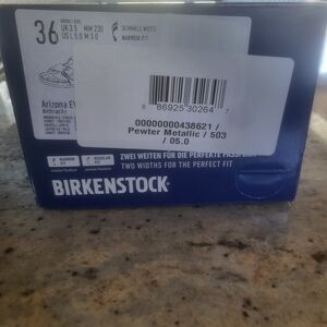 Birkenstock Arizona Sandals in Pewter Metallic